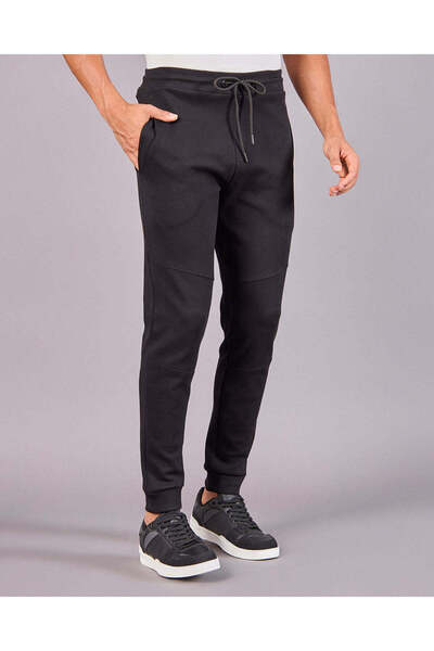 REDTAG Men Black Pique Track Pants