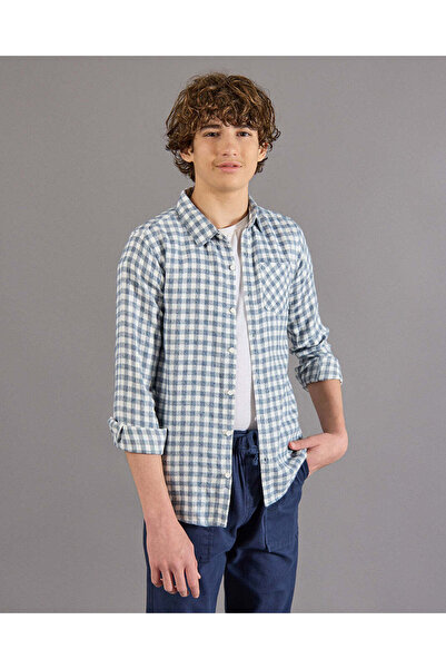 REDTAG قميص أزرق كاجوال للأولاد الكبار مع جيب