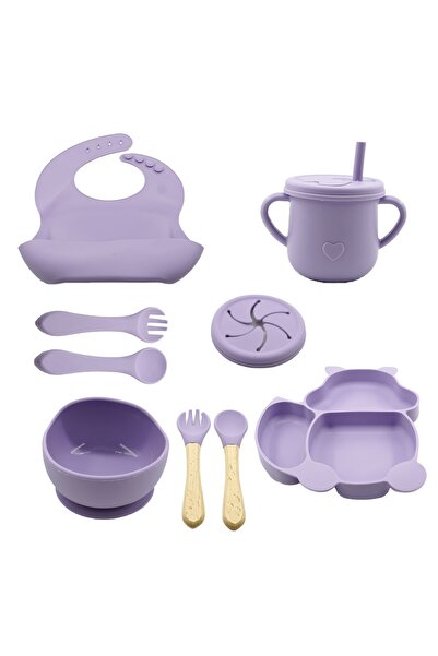 OEM Purple 10-piece diversification set made of food-safe silicone for childr...