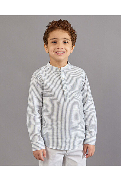 REDTAG Boys White Mandrain Collar Kurta Shirt