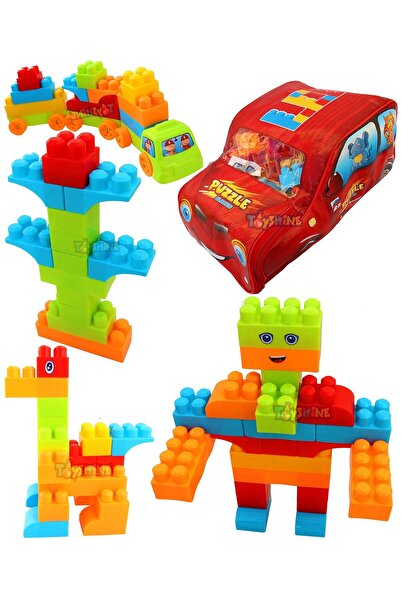 Toybox مجموعة مكعبات بناء مع حقيبة على شكل سيارة، لعبة للأطفال متعددة الألوان