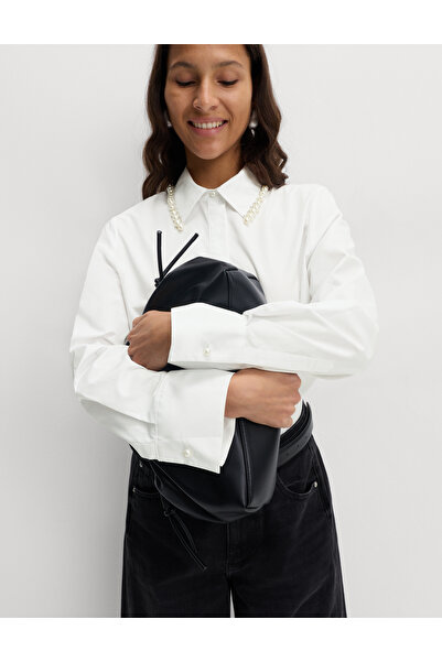 Marks & Spencer İnci Detaylı Saf Pamuk Oversize Gömlek