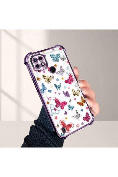 ucuc حافظة حماية من السيليكون الشفاف المتوافقة مع Realme C21 بأنماط الفراشة