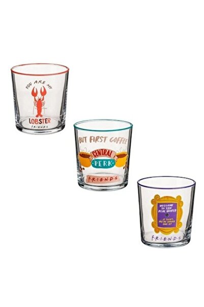 AB HOMES Σετ 3 κοντών ποτηριών με σχέδιο «Friends», 380 ml