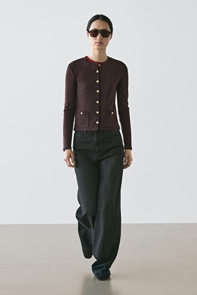 Massimo Dutti Gold button knit cardigan