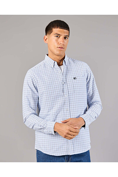 REDTAG قميص رجالي أزرق بنقشة مربعات أكسفورد
