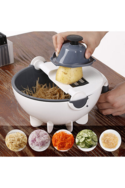 HALAMODO 5-in-1 Switchable Cutter and Strainer in Grey/White 23.5cm