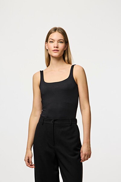 PIECES Echo Women's Sleeveless Bodysuit Square Neck Microfiber Stretchy