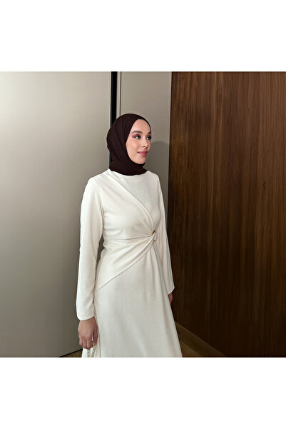 FUSHYA Önden Bağlamalı Fitilli Triko Elbise