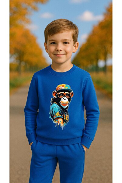 playwear Hanorac de echipă cu imprimeu COLORFUL MONKEY pentru fete și băieți,...