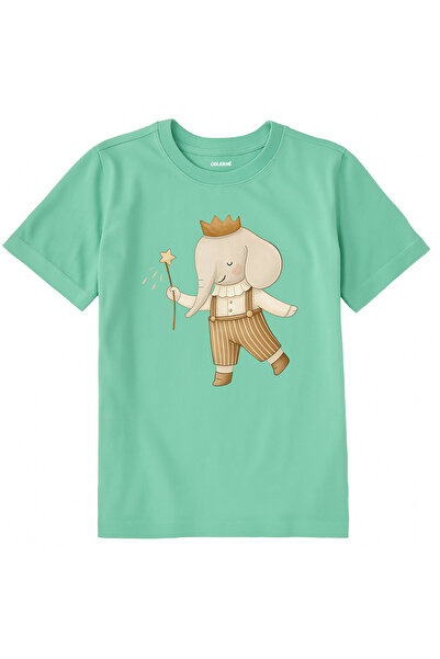Colermi تي شيرت للأطفال من القماش القطني – الأمير الفيل ذو التاج مطبوع