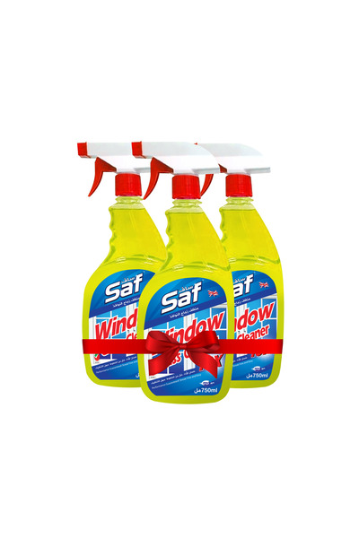 Saf Window Glass Cleaner Yellow 750ml (Pack of 3)– Streak-Free Shine, Smudge & Fingerprint Removal