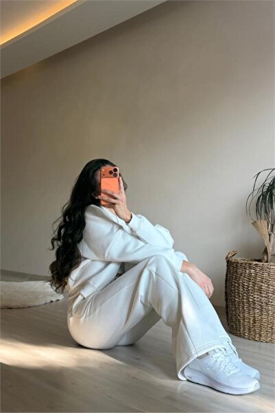 Neşeli Butik Set de trening pentru femei supradimensionat cu 3 buzunare pentru fire NM029