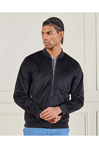 REDTAG Men Black Bomber Jacket