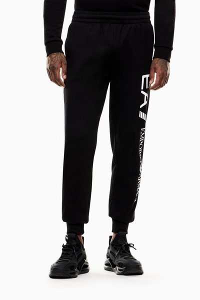 EA7 Erkek Lastikli Paça Büyük Logo Baskılı Eşofman Altı - Siyah