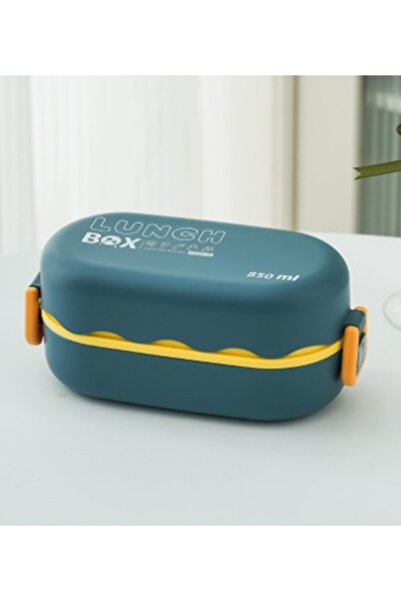 HALAMODO طقم علبة بينتو باللون الأزرق الداكن مع أدوات المائدة، سعة 850 مل، عل...