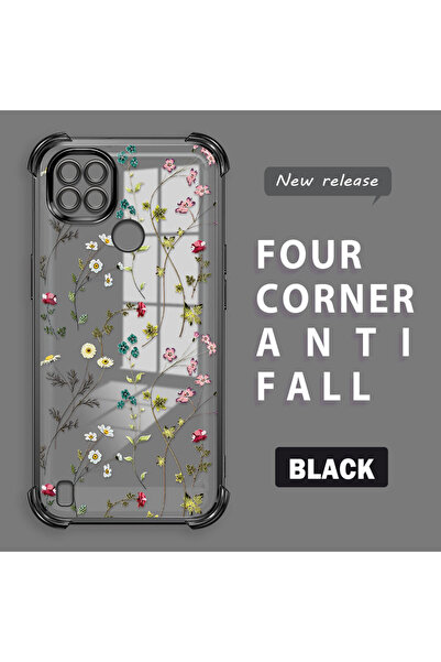 ucuc حافظة حماية من السيليكون الشفاف المتوافقة مع Realme C21 بأنماط زهور