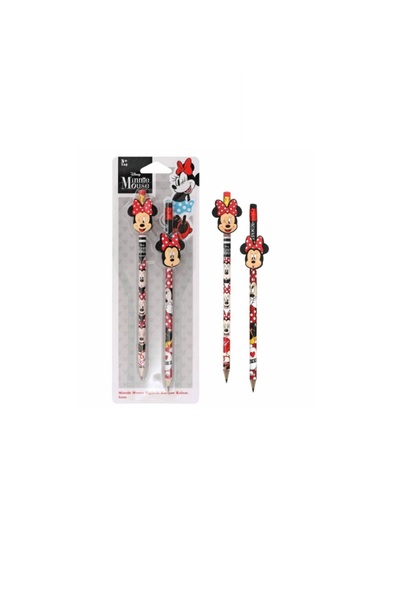 OTTONYA Minnie Mouse Figürlü Kurşun Kalem 2 Li Paket Jfu-Att