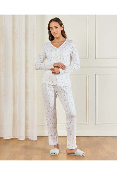 REDTAG Pipping Botton A/O Aop Pajama Set