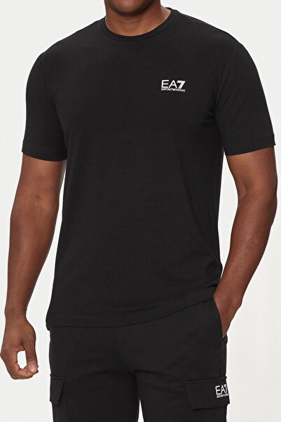 EA7 Men's Full-Fit Short Sleeve Logo T-Shirt - Black