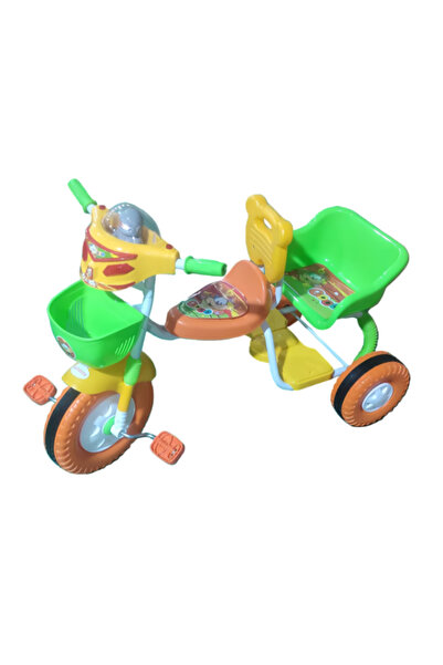 Family Center Double-Seat Plastic Tricycle Orange