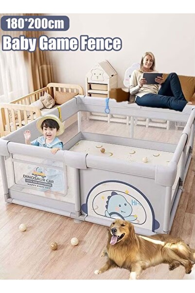 Generic سياج ألعاب للأطفال 180*200 سم، قفص لعب آمن مزود بقضيب حماية وقاعدة مانعة للانزلاق، مركز أنشطة