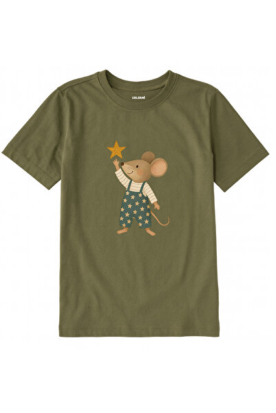 Colermi Cotton Fabric Children's T-Shirt – Starreaching Mouse Printed T-Shirt