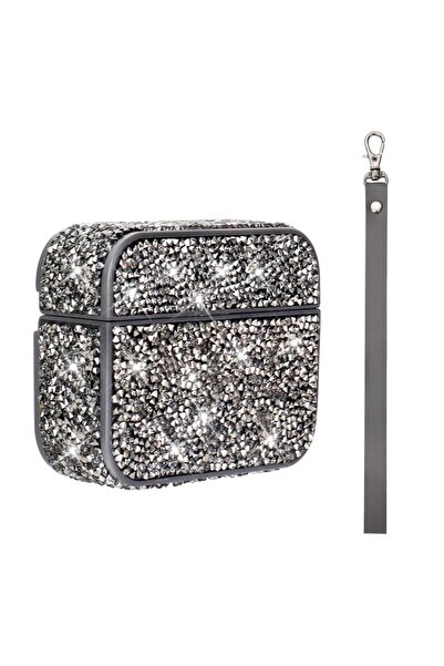 HTstore سماعات أذن متوافقة مع إيربودز 3. حافظة نيسيل زور إيرباج 45 شفافة لامعة مع حزام معصم - رمادي