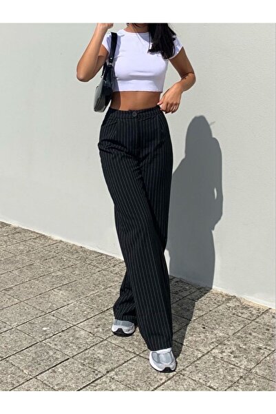 CAST COLLECTİON Women's Striped Palazzo Pants