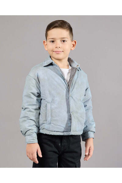 REDTAG Boys Grey Collared Jacket