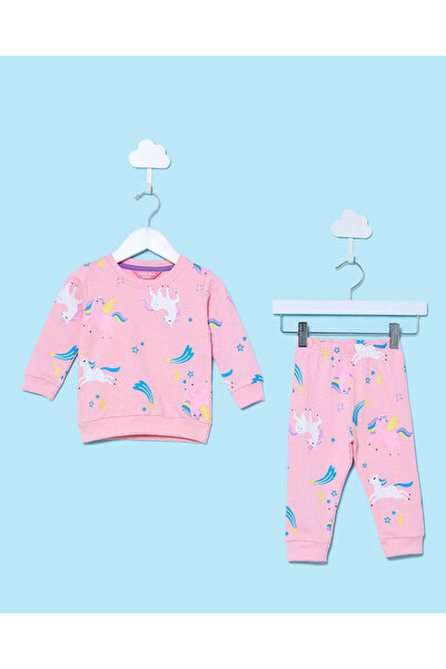 REDTAG Infant Girls Pink Printed Pyjama Set (2 Piece)