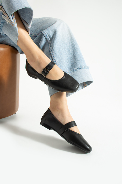 topukludünyası حذاء باليرينا نسائي مريح للارتداء اليومي بمشبك عريض