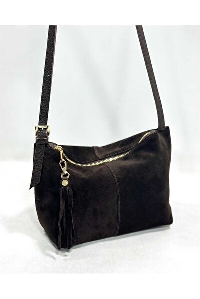 Zeynep Keskin Design New Season Genuine Leather Suede Brown Women's Shoulder Bag