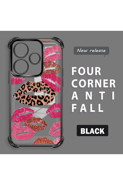 ucuc حافظة حماية من السيليكون الشفاف المتوافقة مع Xiaomi Redmi 13 بأنماط الشفاه