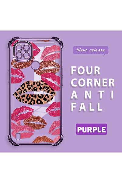 ucuc حافظة حماية من السيليكون الشفاف المتوافقة مع Realme C21 بأنماط الشفاه