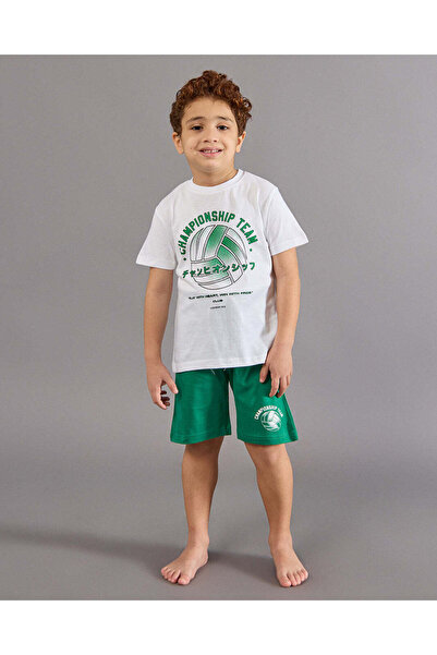 REDTAG طقم بيجاما للأولاد باللونين الأخضر والأبيض مطبوع (قطعتان)