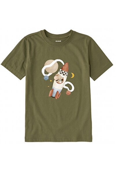 Colermi Cotton Fabric Children's T-Shirt – Space Rocket Printed T-Shirt