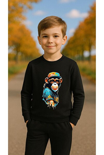 playwear Φούτερ ομάδας COLORFUL MONKEY με στάμπα για κορίτσια και αγόρια, με ...