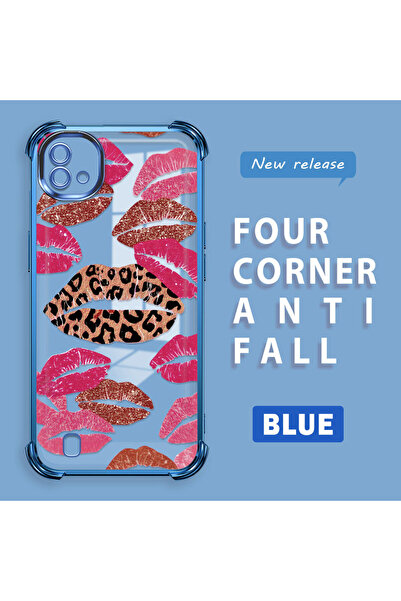 ucuc حافظة واقية من السيليكون الشفاف المتوافقة مع Realme C20/C20A بأنماط الشفاه