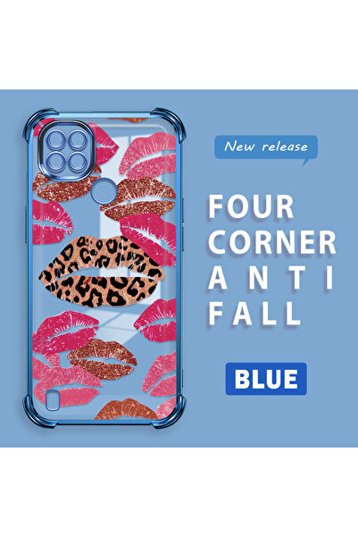 ucuc حافظة حماية من السيليكون الشفاف المتوافقة مع Realme C21 بأنماط الشفاه