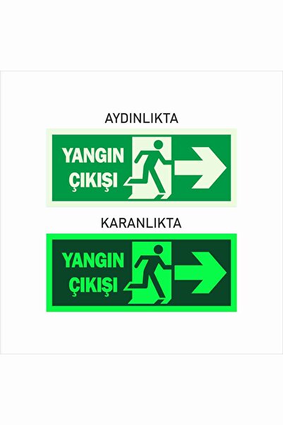 Sek Trend Fotolümen Fosforlu Acil Çıkış Folyo Sağ Yön Levhası 19.5x8 cm