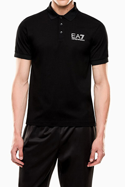 EA7 Men's Full Fit Short Sleeve Polo Neck T-Shirt - Black