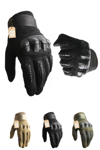 SINGLE SWORD Tam Parmak Profesyonel Korumalı Dokunmatik Parmak Askeri Taktik Siyah Motosiklet/Bisikl