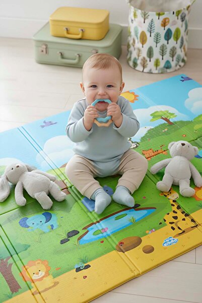 Rivaİstanbul Hayvanat Bahçesi Katlanabilir Oyun Halısı 200x130 cm