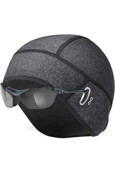 Arabest قبعة ركوب الدراجات مع حامل نظارات، قبعة شتوية دافئة مقاومة للرياح للرجال والنساء، قبعة بقاعدة للخوذة، قبعة رياضية