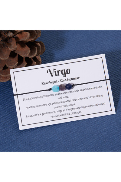 Choice BR22Y0183-2 Fashion 12 Constellation Crystal Beads Bracelets for Women Men Handmade Braided Rope Zod