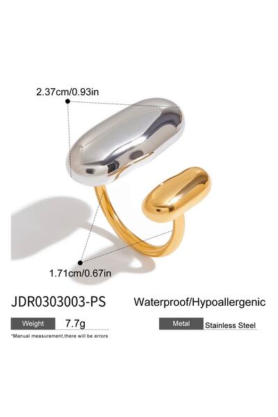 Choice JDR0303003-PS خاتم يوورلد ثنائي اللون ذو طبقتين هندسيتين من الفولاذ المقاوم للصدأ، مقاوم للماء، مجوهرات للأصابع