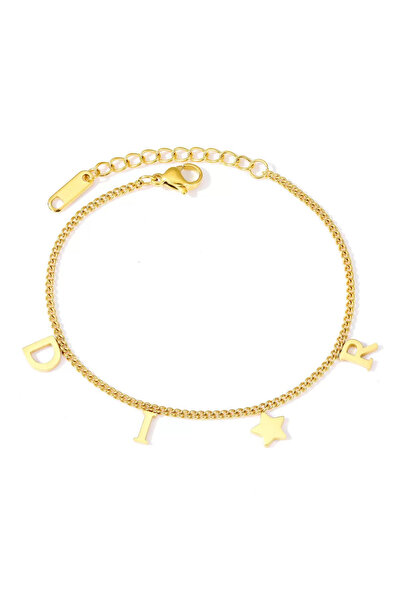 Choice سوار جديد أنيق للنساء، مزين بنجمة وحرف ذهبي، قطعة واحدة، سوار بسيط بتص...