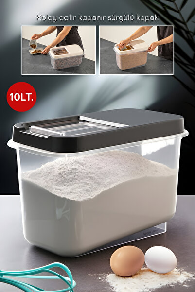 Nandy Home Multibox 10 Lt Multi-Purpose Storage Container with Easy-Slide Lid for Food, Legumes, Etc. Anthracite Lid