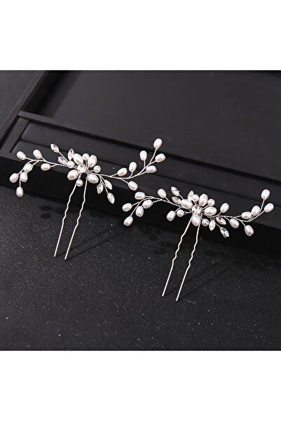 Choice دبابيس شعر فضية أنيقة مرصعة بالكريستال واللؤلؤ، مثالية لإكسسوارات شعر ...